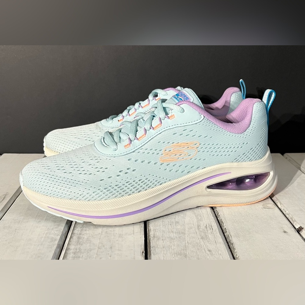 Skechers Skech-Air Meta Aired Out Pastel Blue & Lavender Sneakers, Women’s 7.5